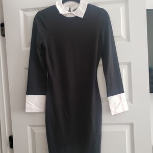 VENUS White Collar/Cuff Black Dress